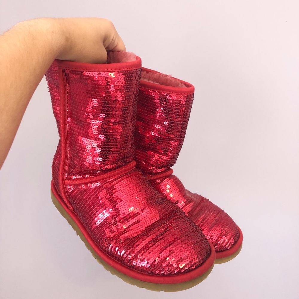UGG red sequin boots